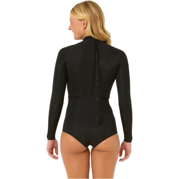 2026 Rip Curl Womens G-Bomb 1.5mm Long Sleeve Back Zip Boyleg Springsuit Wetsuit 13KWSP -.. Black